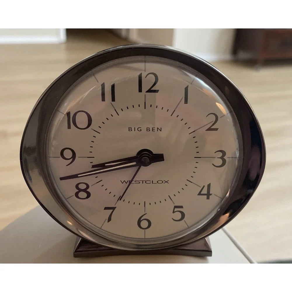 Vintage Westclox Big Ben Alarm Clock Model 0837 Gray and Chrome Working Y2K